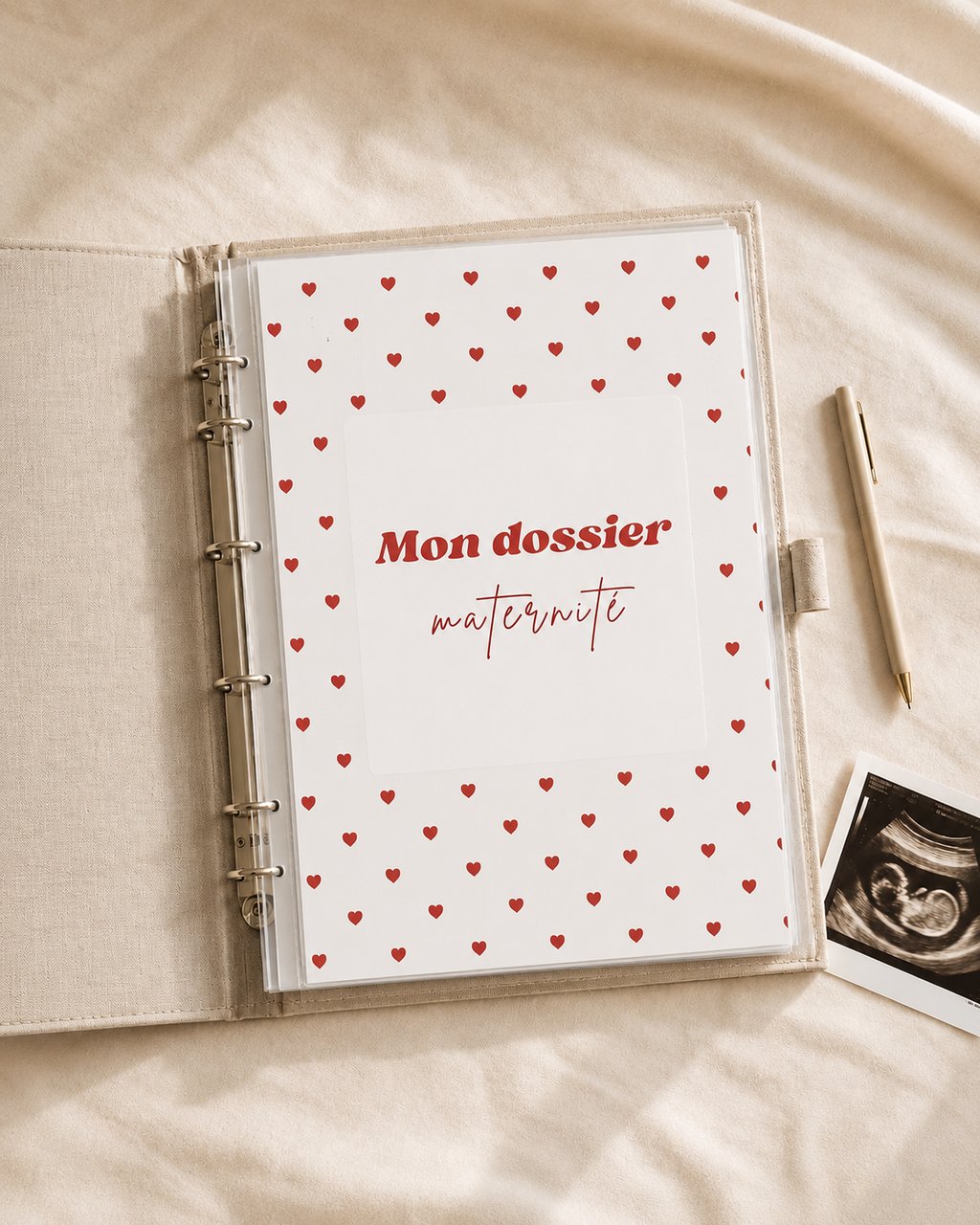 Dossier maternité PDF à imprimer, édition Valentine à motifs de petits cœurs – ISANE
